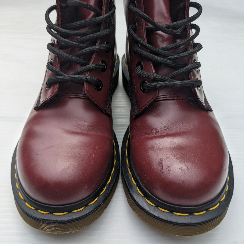DOC MARTENS Smooth Leather Cherry Red Laceup Boots - Picture 4 of 10